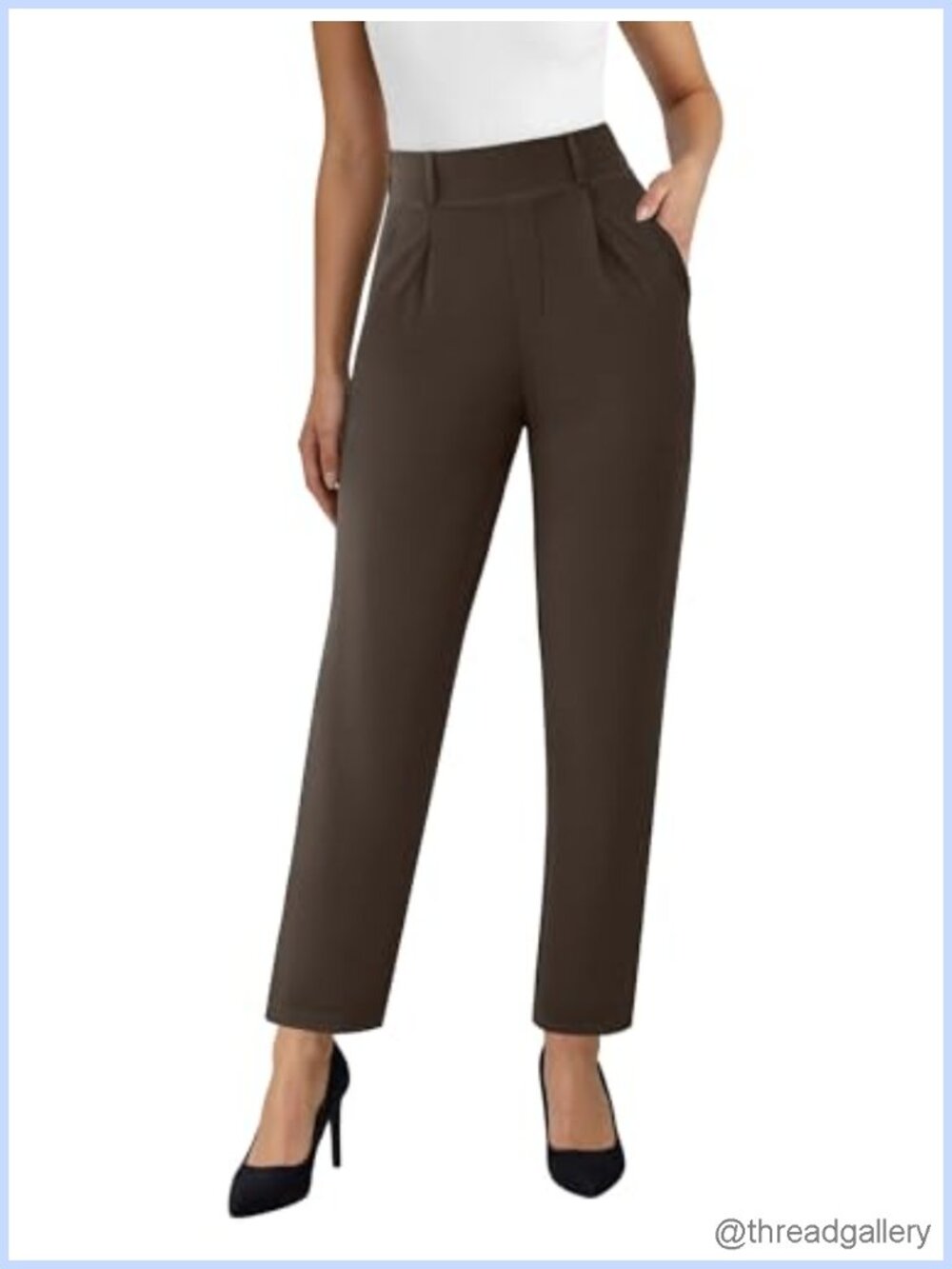 Womens High Rise Straight Leg Pull On Dress Pants Stretch Work Slacks with